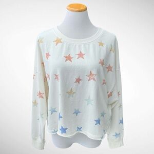NWT Z Supply Lia Oversized Rainbow Star Cropped Sweatshirt